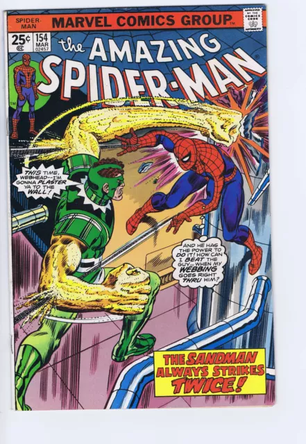 Amazing Spider-Man #154 Marvel 1976 The Sandman Always Strikes Twice !