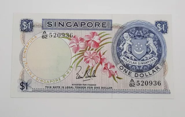 1967 - Singapura, Singapore - $1 (One) Dollar Banknote, Serial No. A82 520936