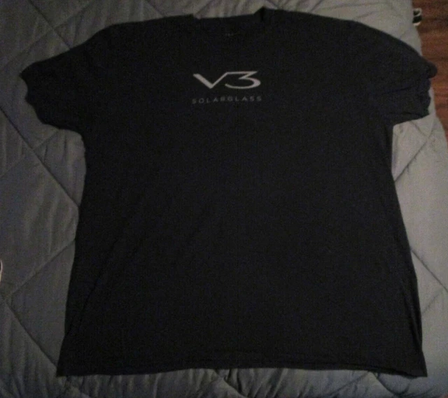 TESLA V3 Solarglass Model 3 Electric Car Solid Black Cotton Shirt Size XXL
