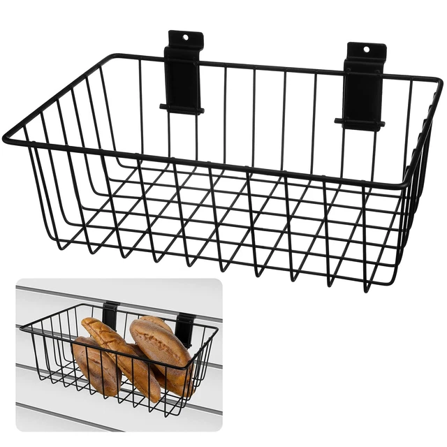 Slatwall Basket Ventilated Metal Slatwall Baskets Mounted Slatwall Bas...