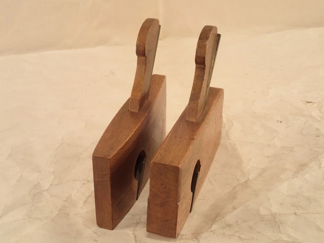 NICE ! Matched Pair of Coachmaker Compassed Rabbet Molding Planes 7/8" Cut 4