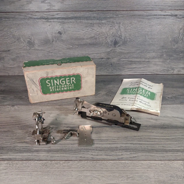 VINTAGE SINGER SEWING Machine Buttonhole Attachment 121795 with Box 17