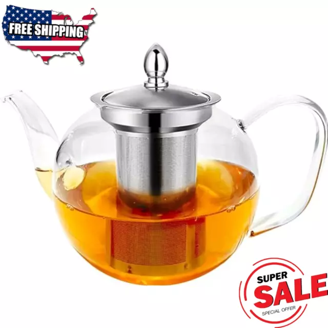 40oz - Glass Teapot with Removable Infuser, Stovetop Safe, Tea Kettle Tea Pot