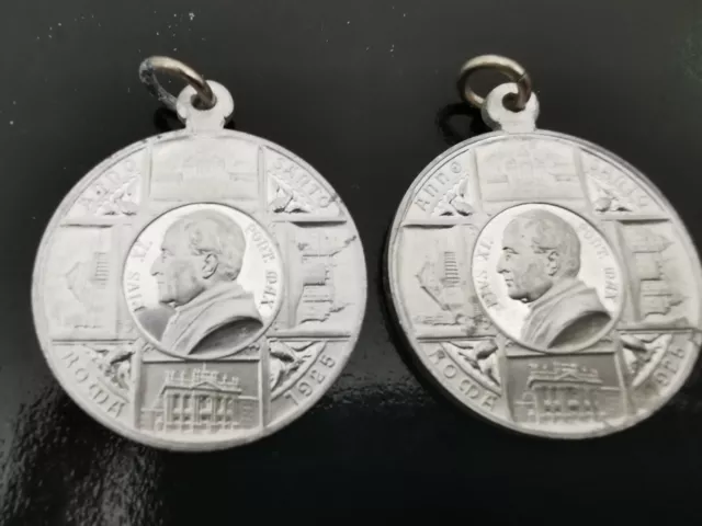 2 x Pilgermedaille Papst Pius XI, Roma Anno Santo 1925 - Rarität & Sammlerstück