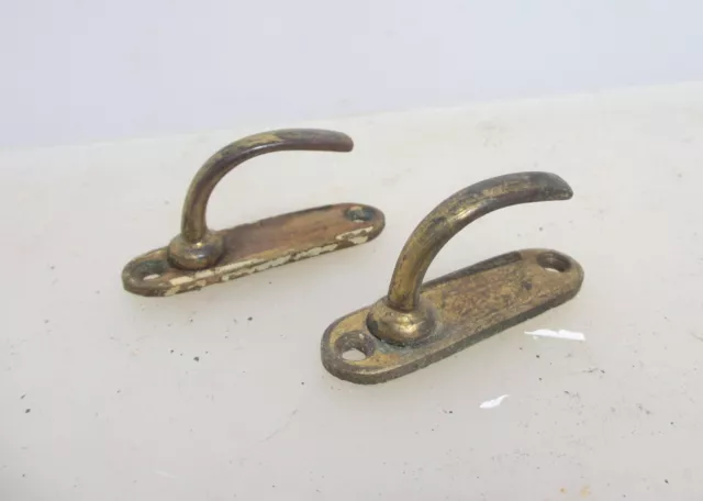 Antique Brass Blind Tie Back Hook Hanger Bracket Curtain Old Cord Victorian x2