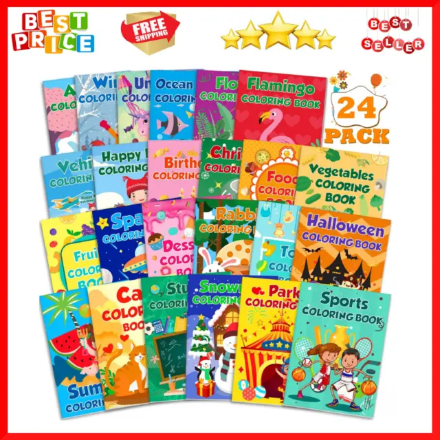 24 BULK COLORING Books for Ages 4-8 - Assorted Licensed Activity