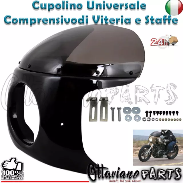 Cupolino Naked Faro Tondo Universale Staffa Viteria Nero  F02