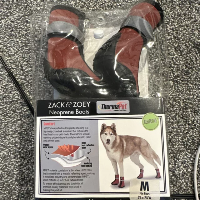 Zack & Zoey ThermaPet Neoprene Dog Boots, Medium Red With Reflector Strip