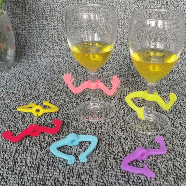 6 piezas Marcador de copa de vino Silicona Bebida de vino Marcadores Identificadores de vino para ParZ8