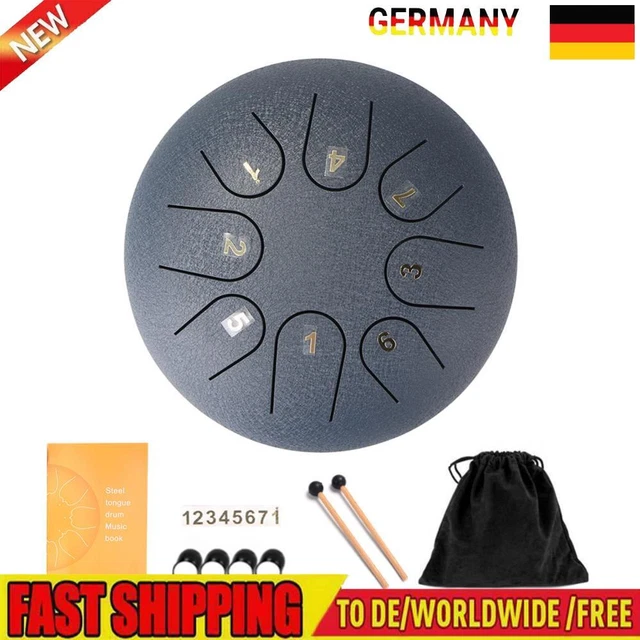 TTSAM 6 Zoll Ethereal Steel Tongue Drum 8 Tune Hand Pan Drum Tank mit Schl?eln D