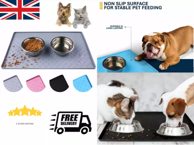 Pet Food Mat Cat Dog Puppy Silicone Feeding Non Slip Waterproof