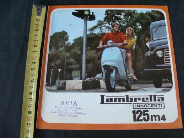 BROCHURE ORIGINALE LAMBRETTA 125 4 M INNOCENTI DEPLIANT old vintage