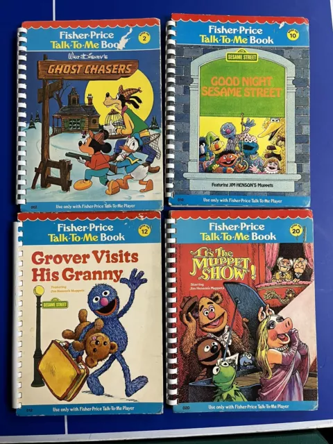 Lot of 4 Vintage Fisher Price TALK TO ME Preschool Books 1977-1979 Muppet Disney