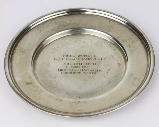 1926 First Womens City Golf Championship Sacramento, CA Sterling Silver Plate