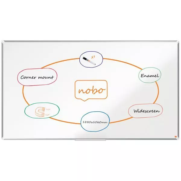 Nobo Magnetic Whiteboard Wide Premium Plus Dry Erase Enamel Office Wall Hanging