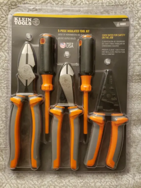 Klein Tools 1000V 5-Piece Insulated Tool Kit Safety Rated 9415R - USA MADE