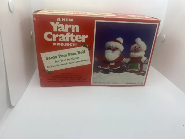 Yarn Crafters Project Mr And Mrs Santa Pom Pom Doll Vintage Craft Kit Old stock