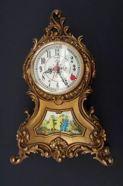 Stilarts Kaminuhr Tischuhr Uhr Jugendstil  Figuren Messingfarben Antik