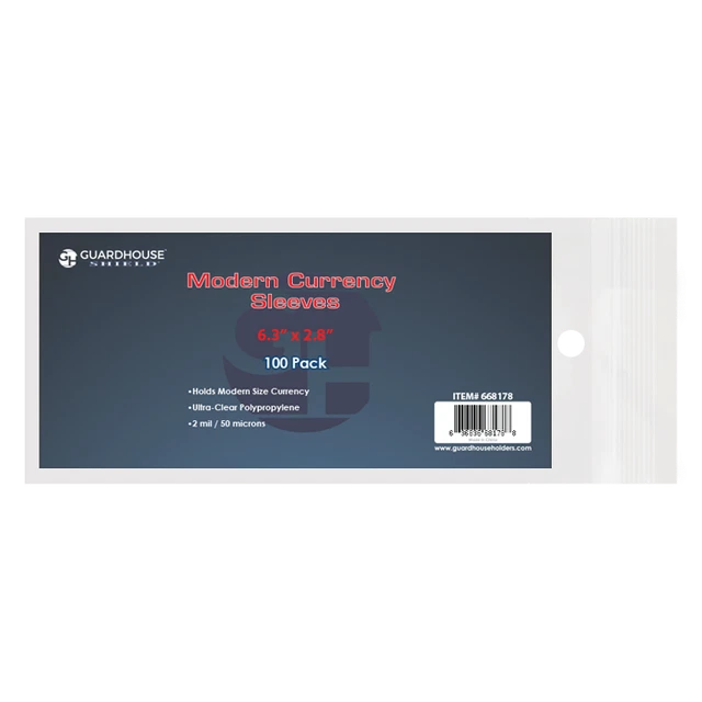 LOOKITUP Banknote Sleeves | A4 Sheet With 4 Pockets | 72x215mm | Acid-Free | 50 Pack