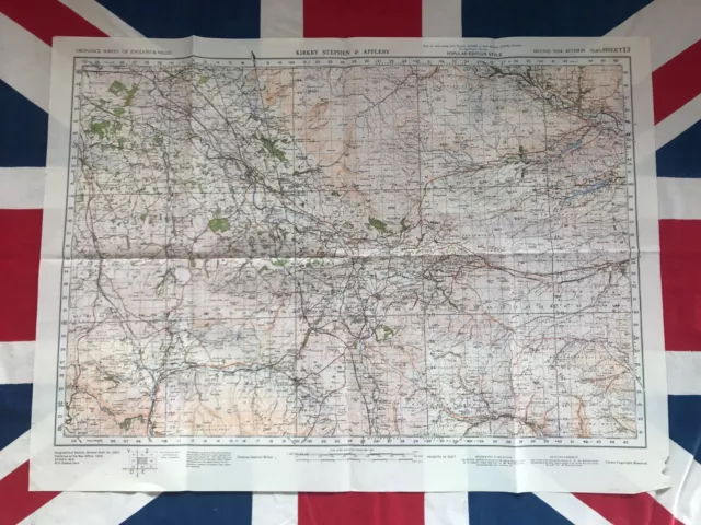 Vintage Kirkby Stephen Appleby Area Wartime Map 1940  War Revision OS Sheet 13