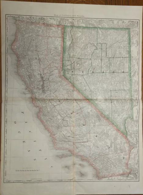 Bord, Mcnally & Co. Map De Californie Et Nevada (1878) . 60 X 49 CM