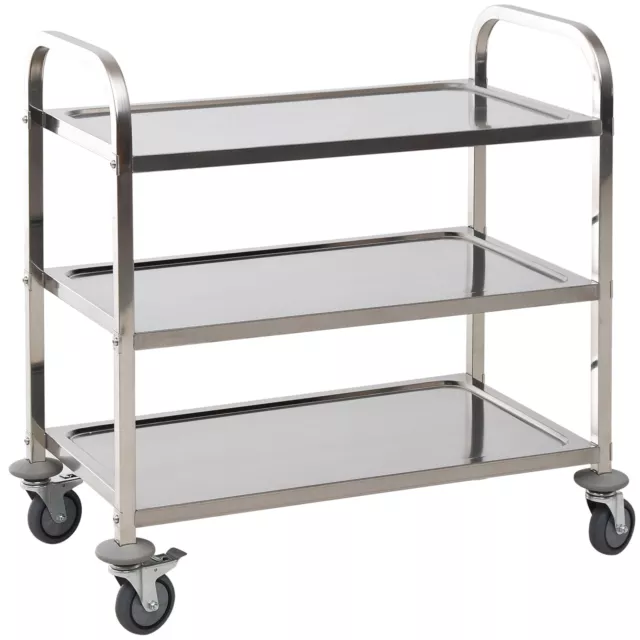 HOMCOM  Carrello da Cucina 3 Ripiani con Ruote in Acciaio Inox 85x45x90cm