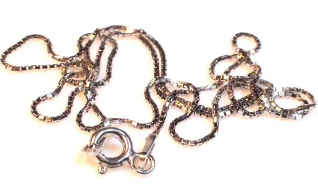 Stunning! Italian Box Chain Necklace Solid 925 Sterling Silver Made In Italy