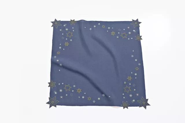 Mitteldecke Sternenglanz Tischdecke Stickereien 85 x 85 cm dunkelblau B-WARE