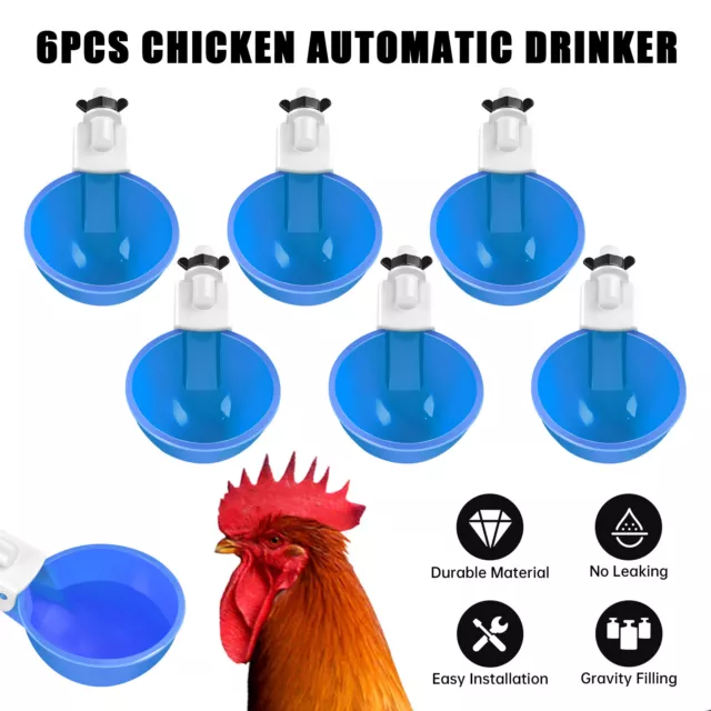 6x Automatic Chicken Water Cup Waterer Poultry Drinking Bowl Feeder Drinker Tool