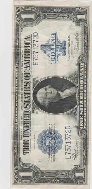 1923 $1 One Dollar Silver Certificate Note Horse Blanket Large Size Banknote. 3