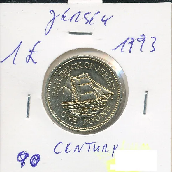 Jersey - 1 Pound 1993 UNC - Gedenkausgabe, Schiff - Century