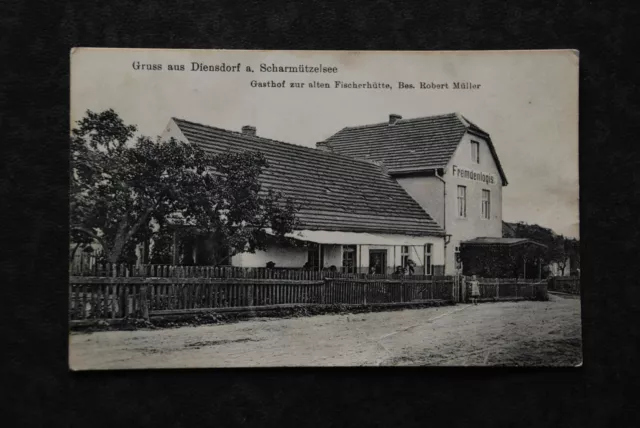 AK Gruß aus Diensdorf,Scharmützelsee,Gasthof Zur alten Fischerhütte,um 1900