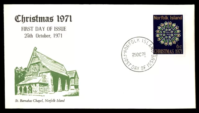Mayfairstamps Norfolk Island FDC 1971 Christmas St Barnabas Chapel First Day Cov