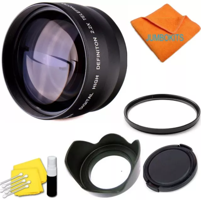 2X TelePHOTO Lens +UV FILTER+HOOD + CAP FOR CANON EOS REBEL T3 T3I XT 1000D T5I