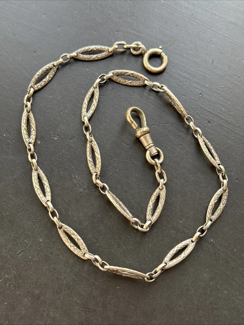 Châtelaine Ancienne En Argent Massif - Grande Chaîne De Montre à Gousset, Vintage Française