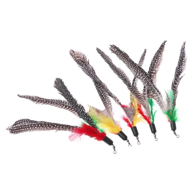 5PCS Handmade Natural Feather Cat Toy Da Bird Refills Interactive Teaser Sticks