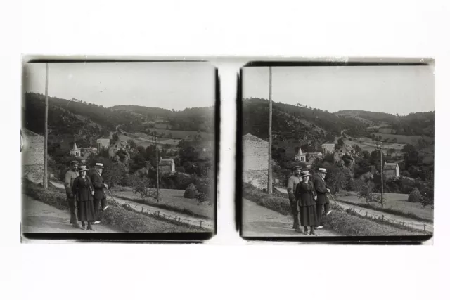 Village de France Photo n46L4-6 Plaque Verre Stereo Vintage c1930