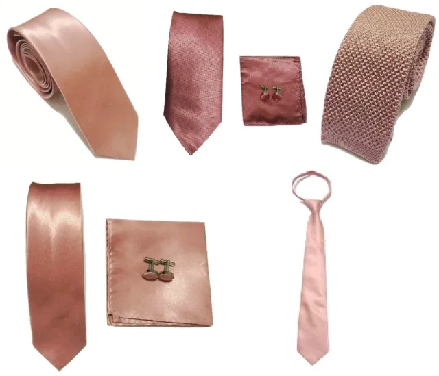 Dusty Pink Collection Woven Paisley Jacquard Silk Knitted Satin Tie Wedding lot