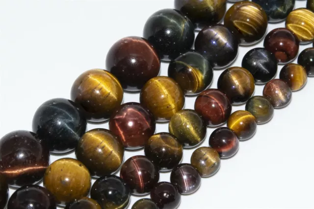 Natural Yellow Red Blue Tiger Eye Bead Grade AAA Round Loose Beads 6-7/8/10/12MM