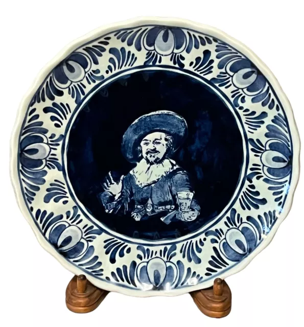 Vtg Delfts Holland Hand Painted Rembrandt's The Merry Drinker Wall Hanging Plate