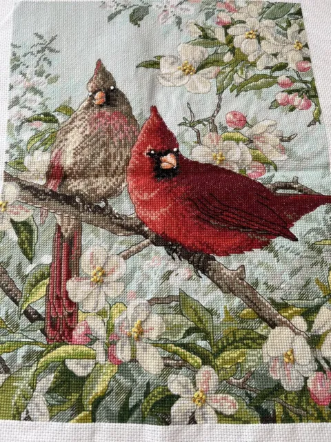 completed finished cross stitch Birds & Flowers 10''x 13'' Gift Decoration