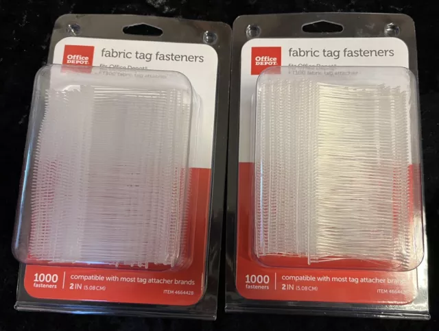 Lot of 2 packages Office Depot Fabric Tag Fasteners 2” fits FT100 tag attacher