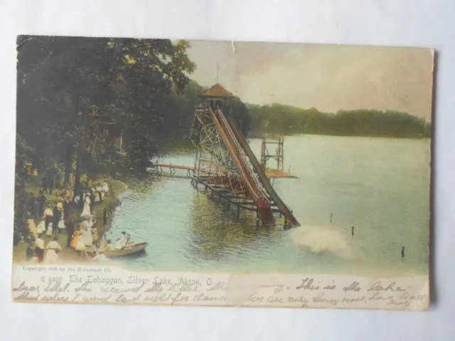 The Toboggan Run Silver Lake Amusement Park Akron Ohio USA PM 1908 Rotograph Co.