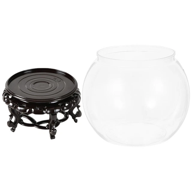 Transparent Round Fish Tank Bowl Aquarium Glass Clear Plastic Containers Vase