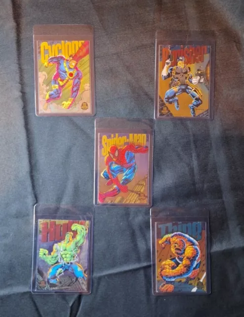 1994 Fleer Marvel Universe Series V Power Blast Retail Silver  RARE 5/9 Set