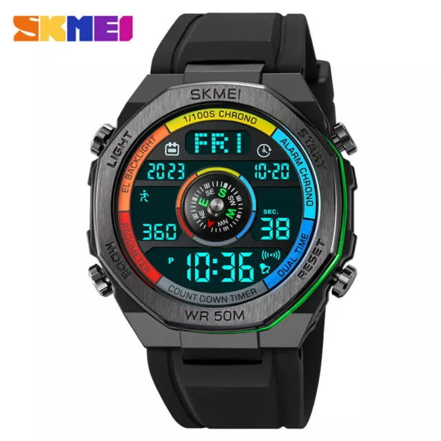 SKMEI Men Sport Watch Compass Pedometer Calories Boys Watches Digital Wristwatch