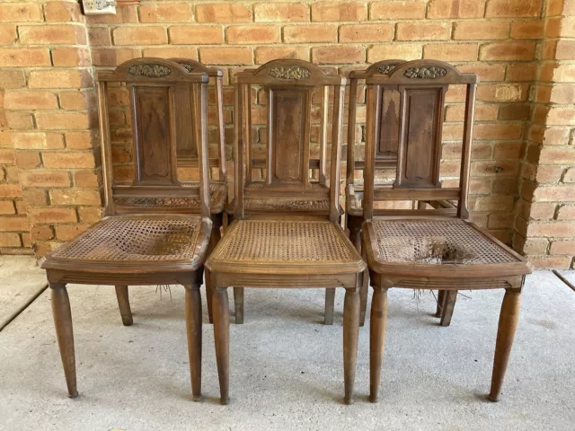 Set of Six Antique French Dining Chairs - Unrestored