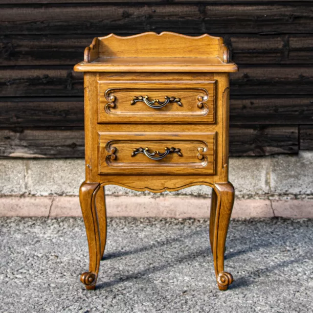 French Louis XV Style Gallery Top Golden Oak Bedside Cabinet! Brand New! GO2