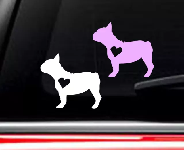 French Bulldog Dog with heart car decal