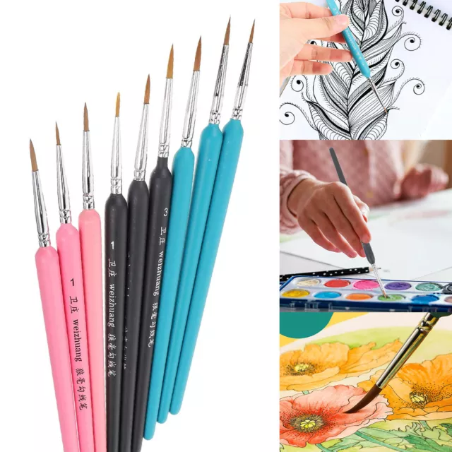 11pc Paint Brush Set Professional Sable Hair Detail Miniature Art Nail Brushes